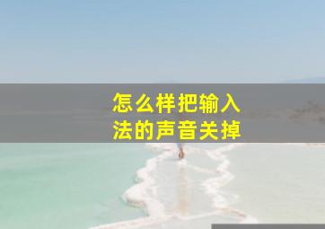 怎么样把输入法的声音关掉