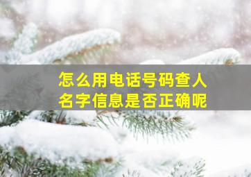 怎么用电话号码查人名字信息是否正确呢