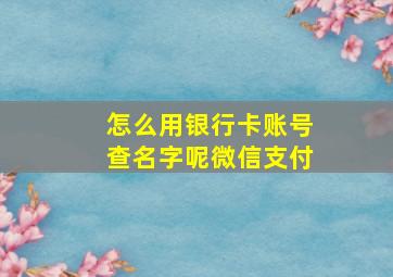 怎么用银行卡账号查名字呢微信支付