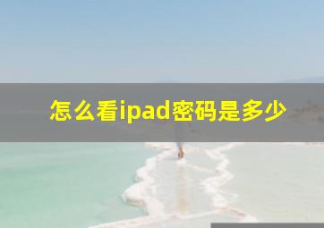 怎么看ipad密码是多少