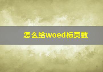 怎么给woed标页数