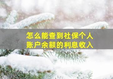 怎么能查到社保个人账户余额的利息收入