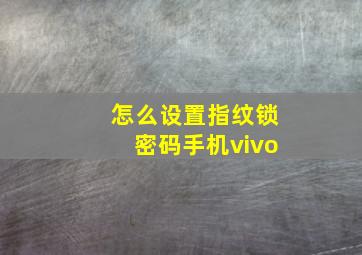 怎么设置指纹锁密码手机vivo