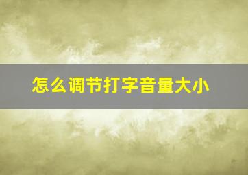 怎么调节打字音量大小