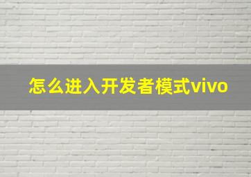 怎么进入开发者模式vivo