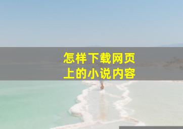 怎样下载网页上的小说内容