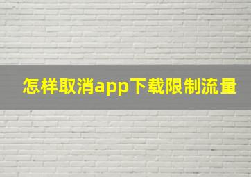 怎样取消app下载限制流量