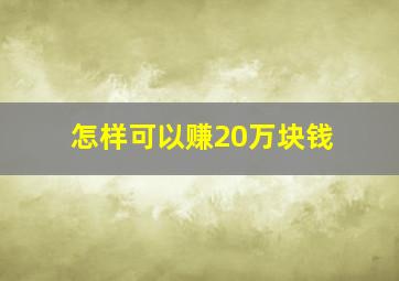 怎样可以赚20万块钱