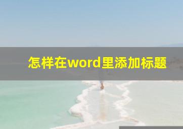 怎样在word里添加标题