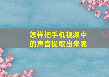 怎样把手机视频中的声音提取出来呢