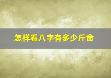 怎样看八字有多少斤命