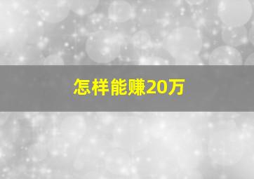 怎样能赚20万