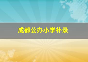 成都公办小学补录