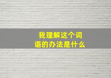 我理解这个词语的办法是什么