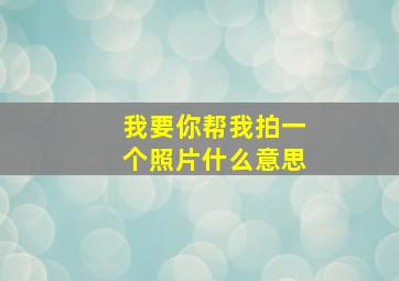 我要你帮我拍一个照片什么意思