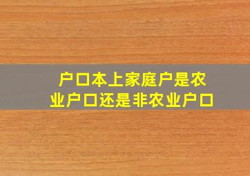 户口本上家庭户是农业户口还是非农业户口