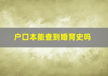 户口本能查到婚育史吗