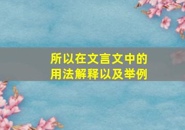 所以在文言文中的用法解释以及举例