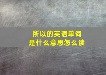 所以的英语单词是什么意思怎么读