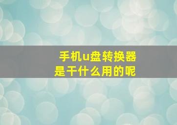 手机u盘转换器是干什么用的呢