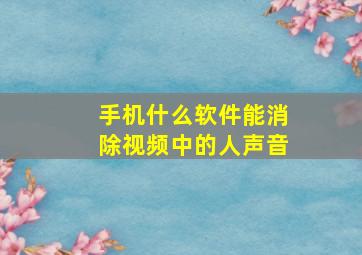 手机什么软件能消除视频中的人声音