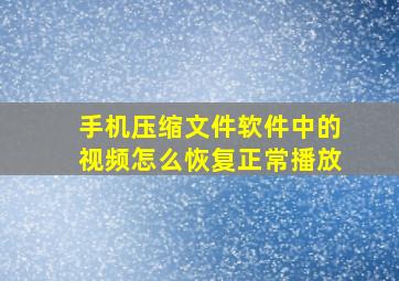 手机压缩文件软件中的视频怎么恢复正常播放