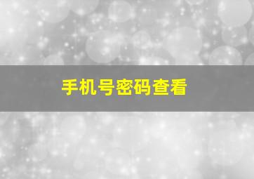 手机号密码查看