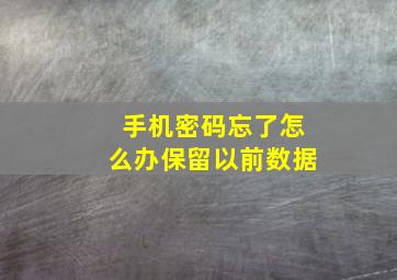 手机密码忘了怎么办保留以前数据