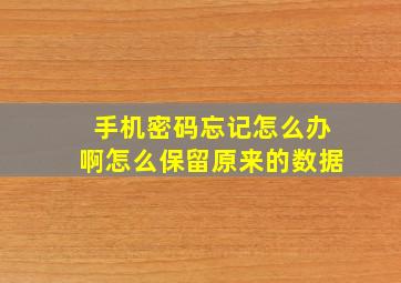 手机密码忘记怎么办啊怎么保留原来的数据