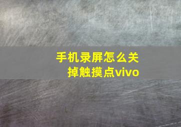 手机录屏怎么关掉触摸点vivo