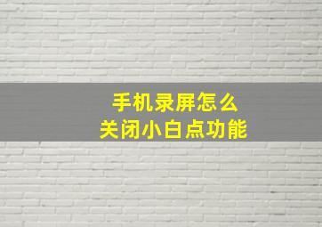 手机录屏怎么关闭小白点功能