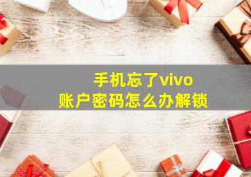 手机忘了vivo账户密码怎么办解锁