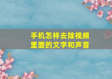 手机怎样去除视频里面的文字和声音