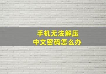 手机无法解压中文密码怎么办