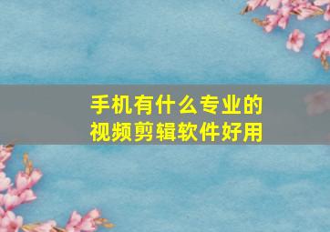 手机有什么专业的视频剪辑软件好用