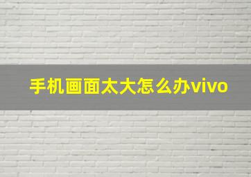 手机画面太大怎么办vivo