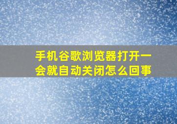 手机谷歌浏览器打开一会就自动关闭怎么回事