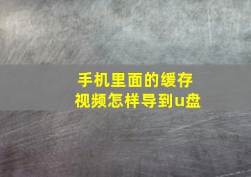 手机里面的缓存视频怎样导到u盘