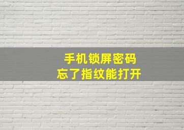 手机锁屏密码忘了指纹能打开