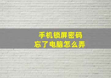 手机锁屏密码忘了电脑怎么弄