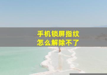 手机锁屏指纹怎么解除不了