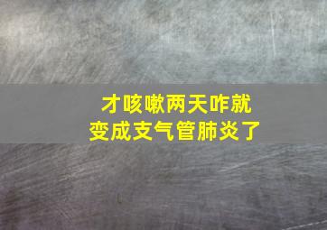 才咳嗽两天咋就变成支气管肺炎了