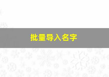 批量导入名字