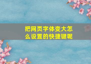 把网页字体变大怎么设置的快捷键呢