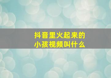 抖音里火起来的小孩视频叫什么