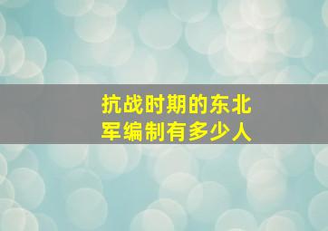 抗战时期的东北军编制有多少人