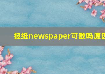 报纸newspaper可数吗原因