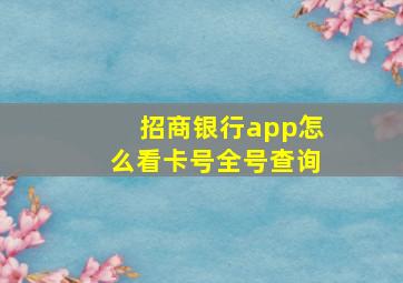 招商银行app怎么看卡号全号查询