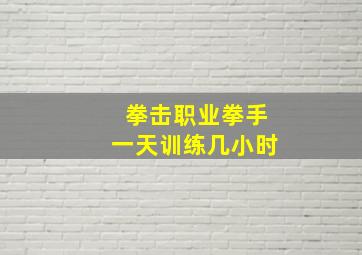 拳击职业拳手一天训练几小时