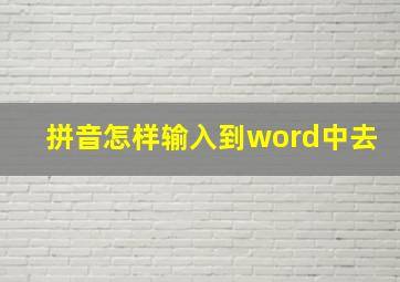 拼音怎样输入到word中去